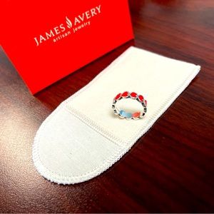Size 5 James Avery Enamel Red Connected Hearts Ring